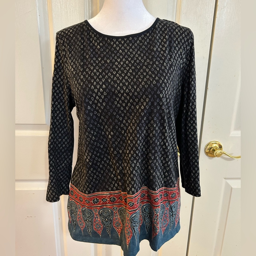 Lauren Ralph Lauren border print tee, Petite Large